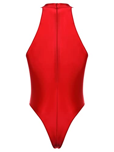 Mens Glossy Swimming Bathing Suit One-piece High Cut Bodysuit Rash Guard Swimwear Singlet2