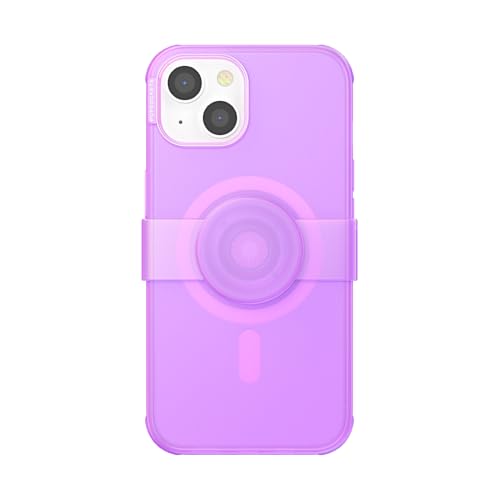 Image of PopSockets iPhone 14 Case with Phone Grip and Slide Compatible with MagSafe, Phone Case for iPhone 14, Wireless Charging Compatible - Pink Opalescent