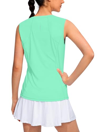 YYV Womens Workout Tank Tops Lightweight Sleeveless Shirts for Women Loose Fit Tops for Athletic Running Tennis Yoga (Aqua Large)