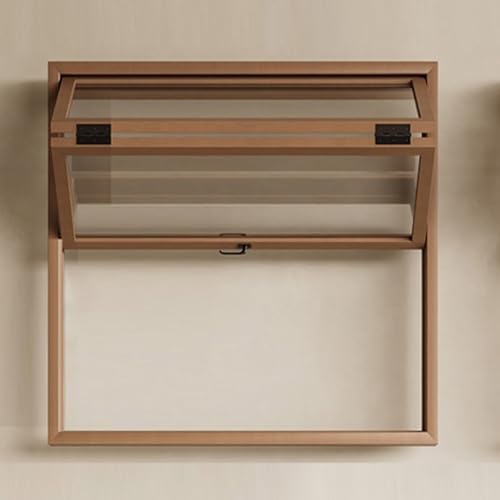 Ventana Plegable Interior de Doble Guillotina - Ventana de Concesión de Aluminio con Vidrio Reforzado. Ventana Corrediza Comercial Personalizable para Restaurante Café(Brown,WxH 12x20in/30.4x50.8cm)