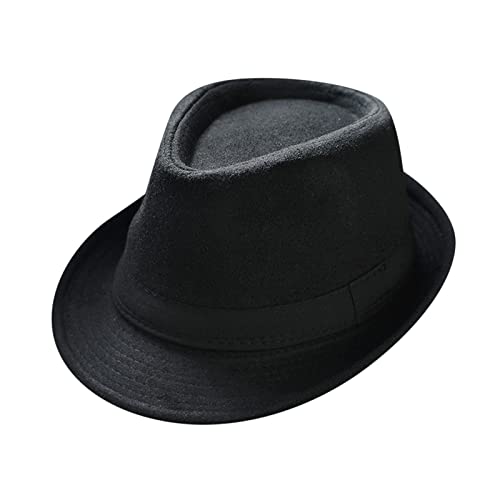 Beokeuioe Fedora Hut Herren/Damen Panama Hut Filzhut Herren Winter Jazz Hut mit Band Fedora-Hut Mode Filz Gangster Hüte Mann und Frau, Trilby Snap breiter Krempe Vintage Hut Cover