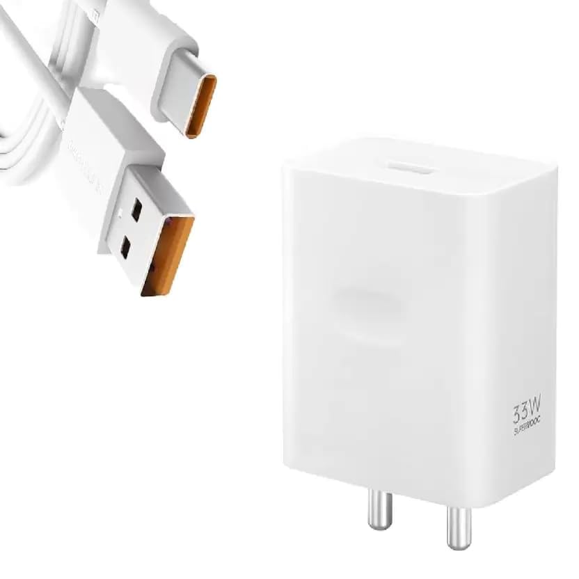 Image of Original 33W SuperVooc Adapter and USB Type c Cable Compatible with Oppo F21 Pro F21s Pro A57e A76 A77s A78 A96 F19 F19s K10 5G with 3 Months Warranty