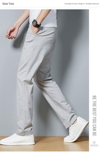 Men's Classic Straight Leg Casual Pants, Cotton Business Trousers, Available in Navy, Black, Gray3