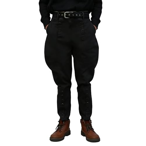 Pantaloni da equitazione vintage in cotone da ufficiale, stile militare,