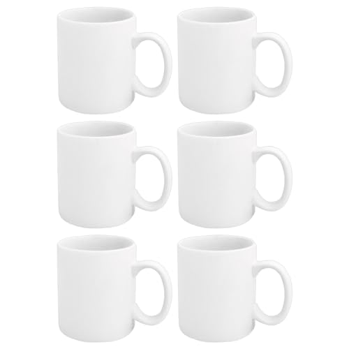 Tradineur - Pack de 6 Tazas MUG de cerámica - Resistentes y Duraderas - Aptas para lavavajillas y microondas - 9,5 x 8,2 cm - 310 ml - Blanco Tradineur - Pack de 6 Tazas MUG de cerámica - Resistentes y Duraderas - Aptas para lavavajillas y microondas - 9,5 x 8,2 cm - 310 ml - Blanco