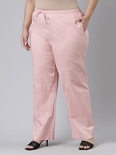 Image of GO COLORS Women Blue Stripe Cotton Wide Pants