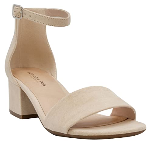 Image of LONDON FOG Women's Nikki Low Two Piece Block Heel Dress Shoe Ladies Ankle Strap Pump Sandal