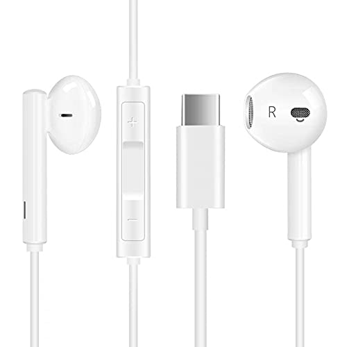 Auriculares USB Tipo C, Auriculares USB C con Estéreo Micrófono y Control de Volumen, para Google Pixel 5/4/3/XL, Huawei P40 Pro/P30/P20/Mate 40/30, Samsung S21/S20, OnePlus 6T/8T, Xiaomi 10/11 Cover