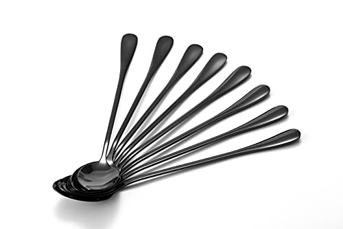 Marco Almond® KYA59 Iced Tea Spoon, Ice Cream Spoon, Titanium Coated Stainless Steel Long Handle Spoons for Coffee, Cocktail Stirring, Milkshake, Latte, Pack of 8, Black by Marco Almond - Image 3