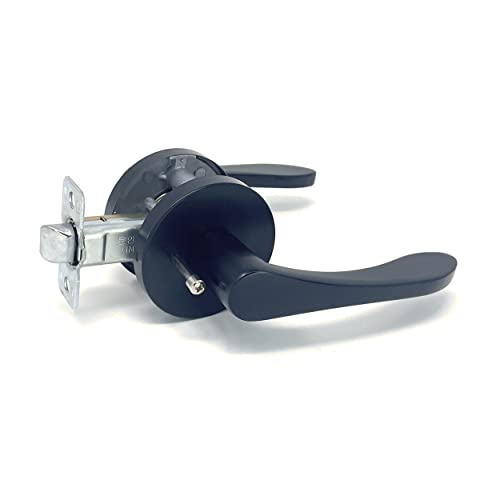 JOVELY Matte Black Color Alloy Steel Door Handle Lever with Privacy Pin Function Locks(Keyless), Modern Contemporary Slim Square Design for Home Bedroom or Bathroom Sets(Boss202)