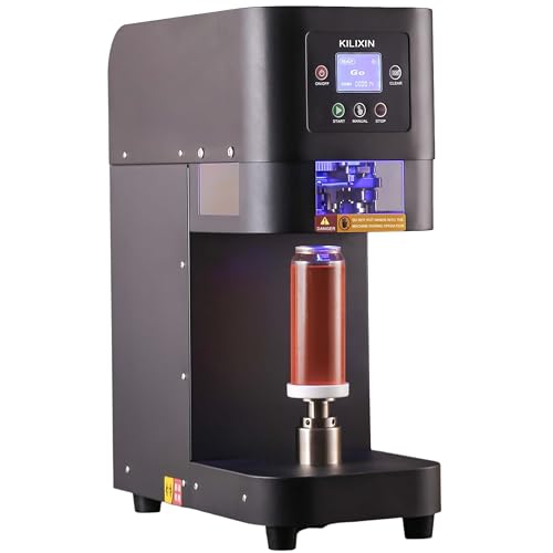 Automatic Commercial Can Sealer Machine, Roller Rotates Bottle Won't Rotate - Soda Can Seaming Machine, Height Adjustable, Electric Bottle Sealer Machine for Plastic Aluminum Beer Can (5.5cm in Diam.)