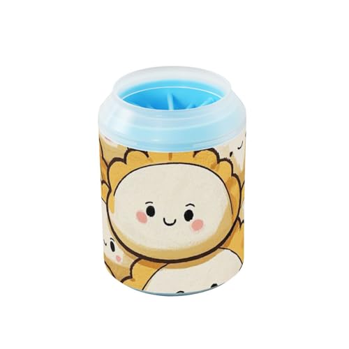Limpiador portátil de patas de albóndigas de dibujos animados chinos con cepillo de silicona, suministros y accesorios suaves para mascotas, adecuado para perros pequeños, medianos y grandes