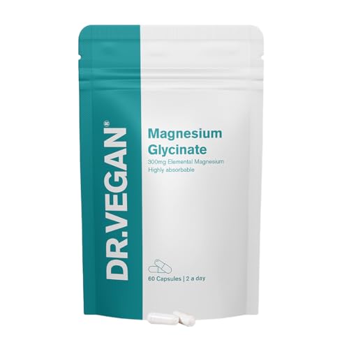 Daily Magnesium Glycinate 1500mg | Provides 300mg of Pure Elemental Magnesium | Fatigue Mood and Muscle Recovery | 60 Vegan Capsules | Two-A-Day