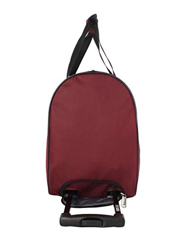 Steve Madden Designer Carry On Luggage Collection - Lightweight 20 Inch Duffel Bag- Weekender Overnight Business Travel Suitcase with 2- Rolling Spinner Wheels (B-Strip Burgundy)