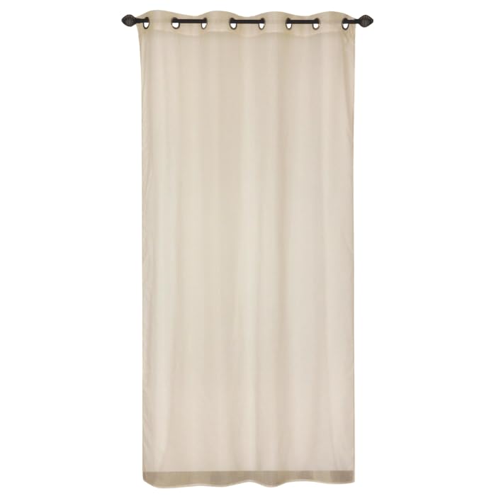 Atout Ciel Rideau Voilage en Organza Uni, à œillets 140x240cm prêt a Poser, Galet