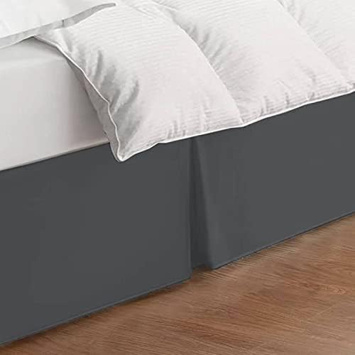 12"-22" Drop Length Wraparound Tailored Bed Skirt 100% Cotton Sateen Dark Grey,Full-20 Drop