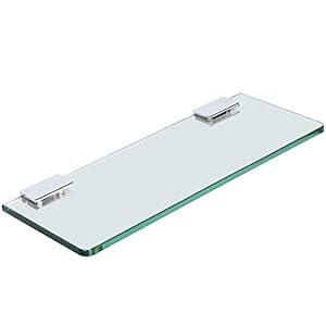 SAYAYO Floating Glass Shelves for Bathroom, Tempered Glass Shelf for Wall 15 x 5 Inch 1 Pack, Clear