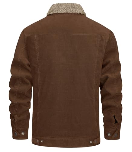 EKLENTSON Men's Corduroy Jackets Sherpa Lined Winter Coats Thermal Warm Fleece Jacket Casual Lapel Trucker Jackets2