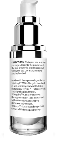 Miamimd Intensive Eye Repair Serum Under Eye Treatment & Anti-Aging Cream For Crow’s Feet, Anti Wrinkle, Eye Bags - All Skin Types - Day & Night - Paraben Free, Cruelty Free, Fragrance Free - 15 Ml #TOP3