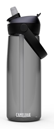 CamelBak Thrive - Botella de agua con pajita abatible de 25 onzas con Tritan Renew, fácil de transportar, parte superior con pajita, color carbón