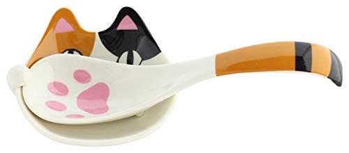 Ceramic Indigo Cat 3 Brothers, Paw Spoon, Mike, Size: Approx. W 5.9 x D 3.0 x H 1.2 inches (15 x 7.6 x 3 cm)