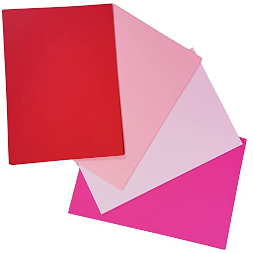 Mother's Day A4 Card Pack, 40 Smooth Sheets to Make Your Own Cards, in Pale Pink, Hot Pink, Red & White