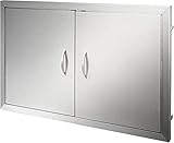 Mophorn BBQ Access Door 36W x 21H Inch, Double BBQ Door Stainless Steel, Outdoor Kitchen Doors for BBQ Island, Grill Station, Outside Cabinet