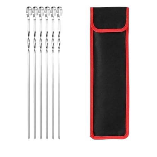 Kabab Koobideh pinchos de acero inoxidable para barbacoa, palos planos reutilizables de 17" 2