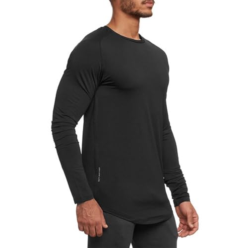 Men UPF 50+ Sun Protection UV SPF Shirts Curved Hem Long Sleeve Lightweight Quick Dry Swim Workout T-Shirt Rash Guard2