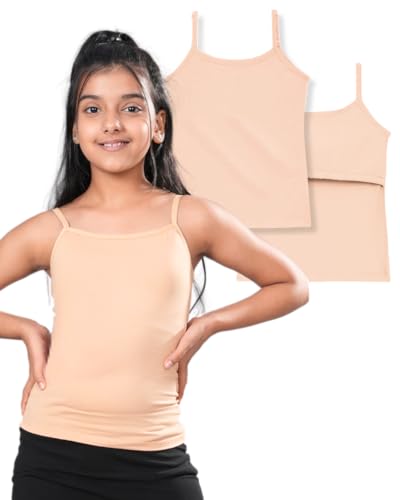 Image of Lily Chic Lightly Padded Camisole for Girls | Ages 8-16 Yrs | Soft Cotton Slips | Covers Nipple Buds | Perfect Under Uniforms & Top | Pack of 2