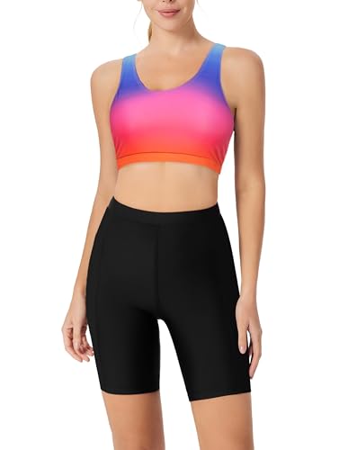 Image of JACK SMITH Women's 3 Piece Long Sleeve Rash Guard Swimsuits Zip Front Bathing Suit Tankini Swimsuits UPF 50