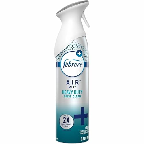 Image of Febreze Air Mist Air Freshener Spray, Odor-Fighting Room Spray, Air Fresheners for Home and Bathroom and Kitchen, Aerosol Can, Heavy Duty Crisp Clean Scent, 8.8oz (Pac of 6)