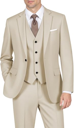Men's Slim Fit Suits 3 Piece Slim Fit One Button Dress Blazer Vest and Pants Suit Set for Wedding Business Prom
