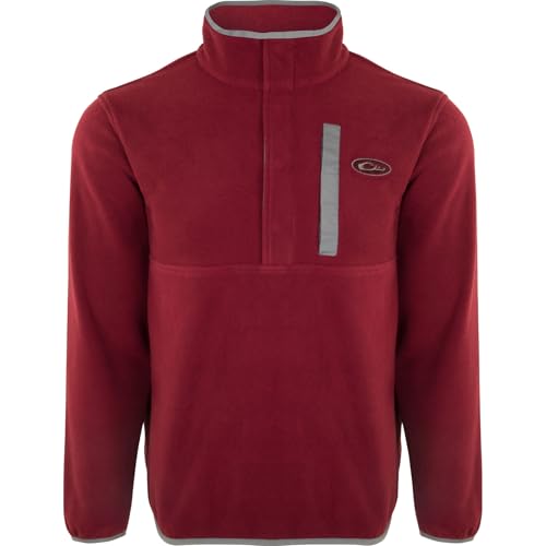 Image of Drake Waterfowl Men's Camp 2.0 Fleece Pullover | Hunting Anti-Pill Moisture Wicking 1 /4 Neck Snap Sweater with Chest Pocket