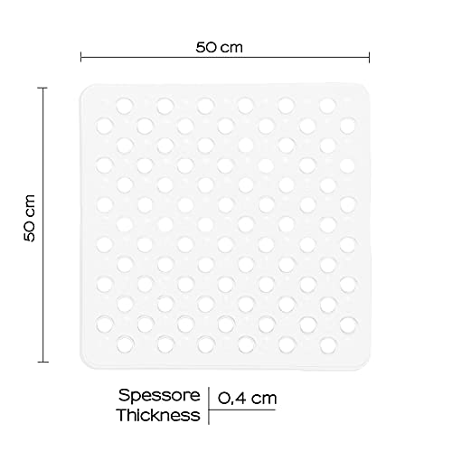 Gedy G-Maim Non-Slip Shower Mat with Suction Cups, Size: 50 x 50 cm, Resin Bath Mat, White Finish, R&S Design, Made in Italy - Image 2