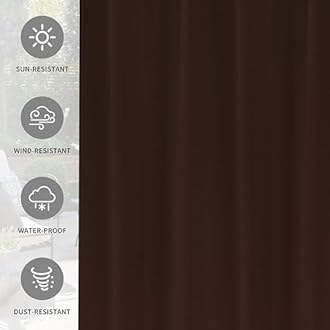 GREEN DECOR Polyester 300GSM Fabric Waterproof Rain & Sun Blockage Curtains(Coffee 4.5 X 7.5 Feet,Piece of 1) with Top Style Loop Used for Door,Balcony,Outdoor & Indoor Area