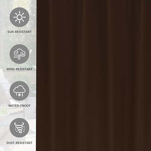 GREEN DECOR Polyester 300GSM Fabric Waterproof Rain & Sun Blockage Curtains(Coffee 4.5 X 7.5 Feet,Piece of 1) with Top Style Loop Used for Door,Balcony,Outdoor & Indoor Area