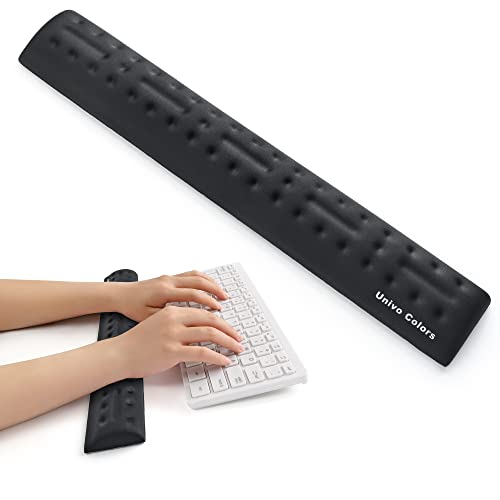 UnivoColors Gel Keyboard Wrist Support Black Ergonomic Wrist Rest Superfine Memory Foam Wrist Bar for Keyboard, Computer, Laptop, Typing, Office, Gaming KR_Black Keyboard Wrist Rest