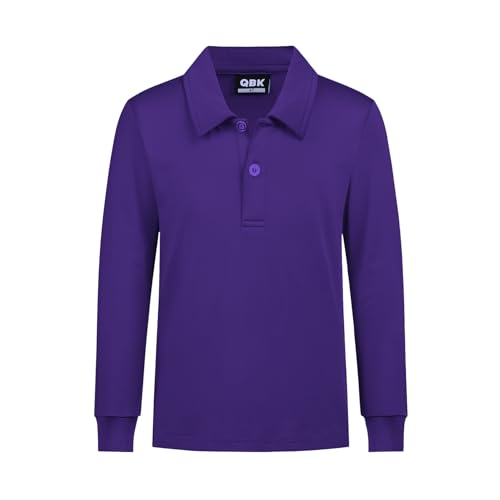 QBK Boys' Performance Polo Kids Collared Golf Shirts Long Sleeve School Uniform for 4T-16Y