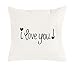 Happy Ideas Housse de coussin I Love You 50 x 50 cm. Noir et blanc. Coton et polyester.
