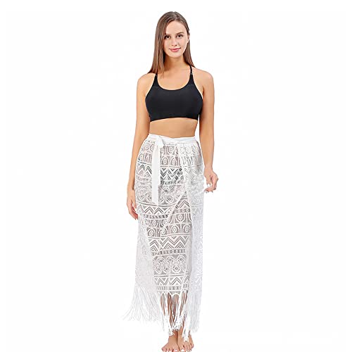 TOEECY Cache-Maillots de Plage Pareo Femme Dentelle Cache-Maillots et Sarongs Licou Robe Grande Sarong Couverture de Bikini Jupes Wrap D'été Robe de Plage Vacances(Blanc)