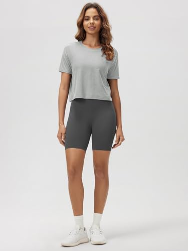 Image of ODODOS Women's Performance Cropped Tee Ultra Soft odSTRATUM Tech Short Sleeve Relaxed Top Crew Neck T-Shirts