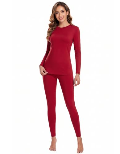 Image of YADIFEN Thermal Underwear for Women Set, Fleece Lined Base Layer