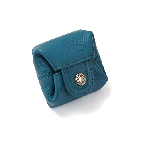 Image of Cockatoo Genuine Leather Coin Pouch Change Holder, Mini Snap Pocket Wallet for Men Women (Azure, Small)