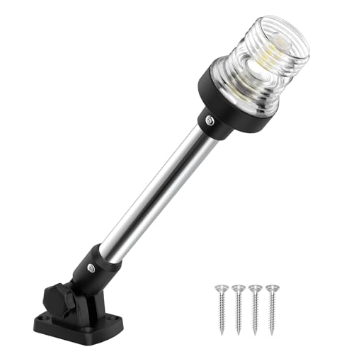 QLOOASEA 12 Inches Anchor Light Stern Light for Boats White Boat Navigation Lights LED Waterproof IP67 Rear LED Marine Running Lights for Pontoon Jon Boat Fishing Boats