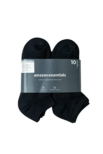 Amazon Essentials Women's Cotton No-Show Athletic Socks, Lightly Cushioned, 10 Pairs3