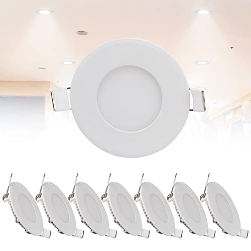 TTiiLoe 3W LED Recessed Lighting 3 Inch, 6500K Cold White LED Ceiling Can Spotlight, Hole ? 70 mm, 180LM Downlight for Ceiling Hallway Living Room, 8 Pack
