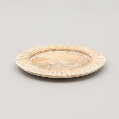 Plato de madera blanco artesanal de 13 pulgadas miniatura 2