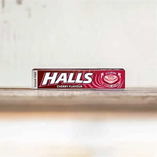 Halls Sugar Free Cherry Mentho-Lyptus Throat Lozenges Stick 32 g (Pack of 20)