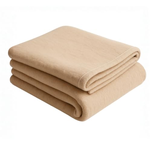 Manta para Yoga Nature 9 150x200 cm – Color Beige o Gris – Suave y Transpirable – 60% Algodón, 30% Acrílico, 10% Poliéster – Ideal para Meditación, Relax o Decorar el Hogar (Beige)